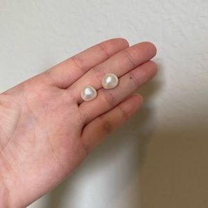 Large white baroque earring studs